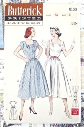 6153 Butterick 1952 Quick Easy Daytimer Swing Dress Pattern 16 cut